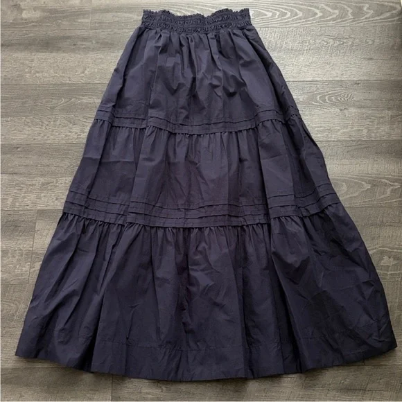 Quince Classic Cotton Navy Poplin Maxi Skirt size medium EUC - Picture 9 of 13